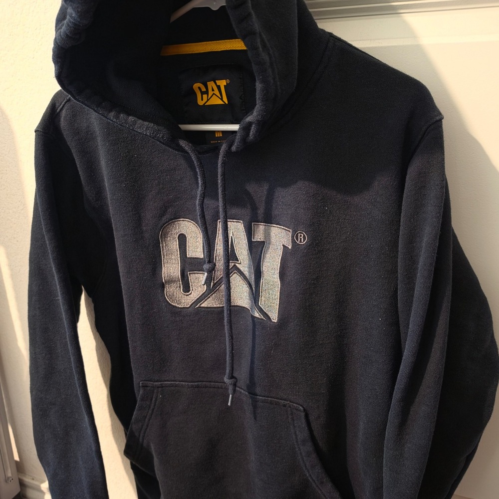 CAT Caterpillar Mens Black Embroidered Logo Pullover Hoodie Sweatshirt M